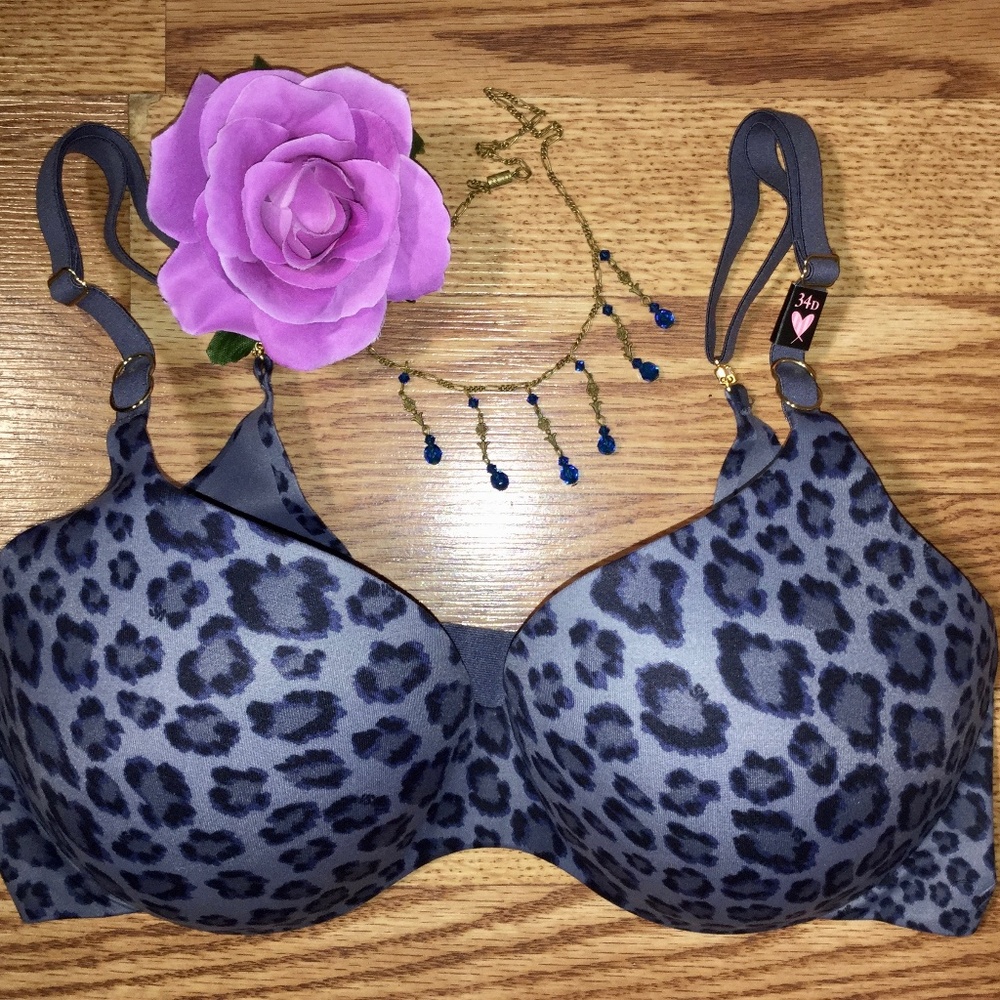 Victoria's Secret gray/navy animal print 34D bra